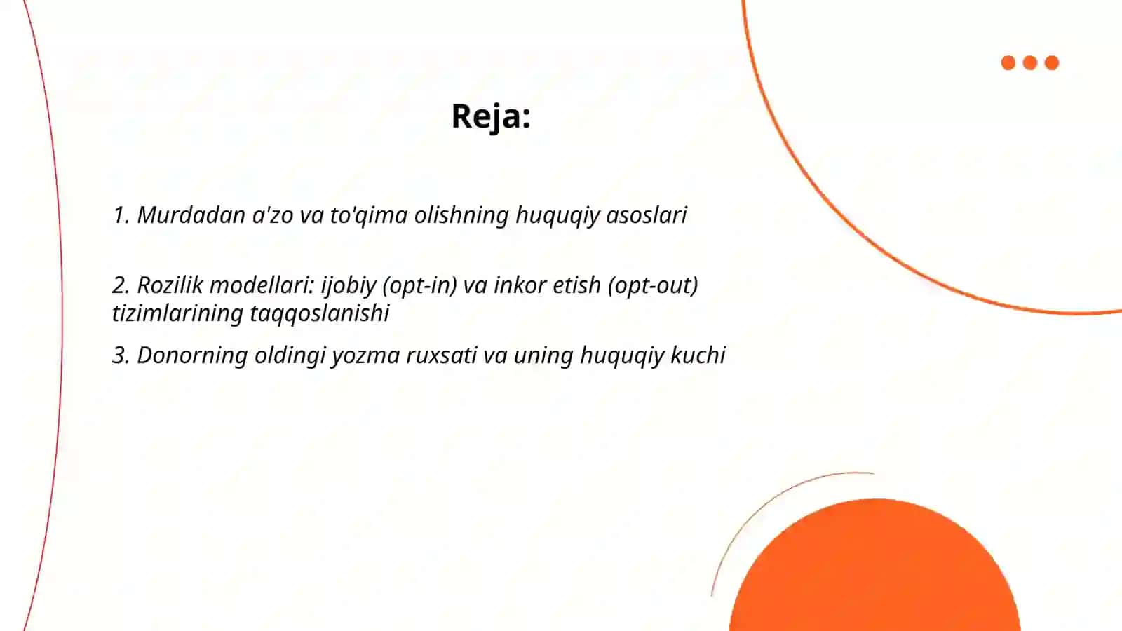 Murdadan a'zo va to'qima olishning yuridik modellari 2
