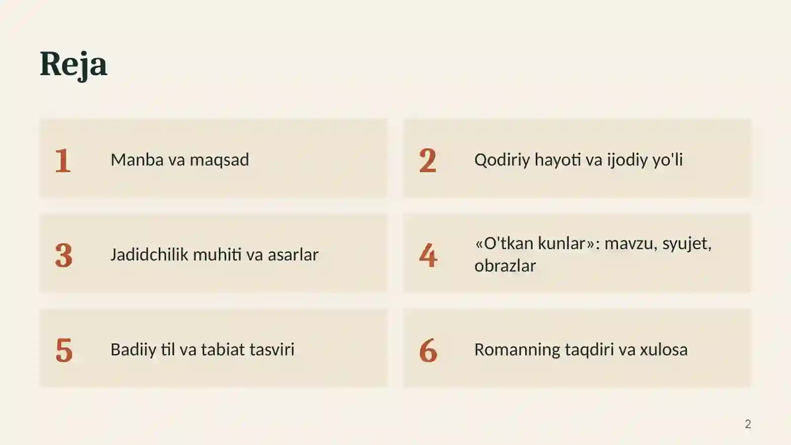 Abdulla Qodiriy ijodi va «O'tkan kunlar» badiiyati 2