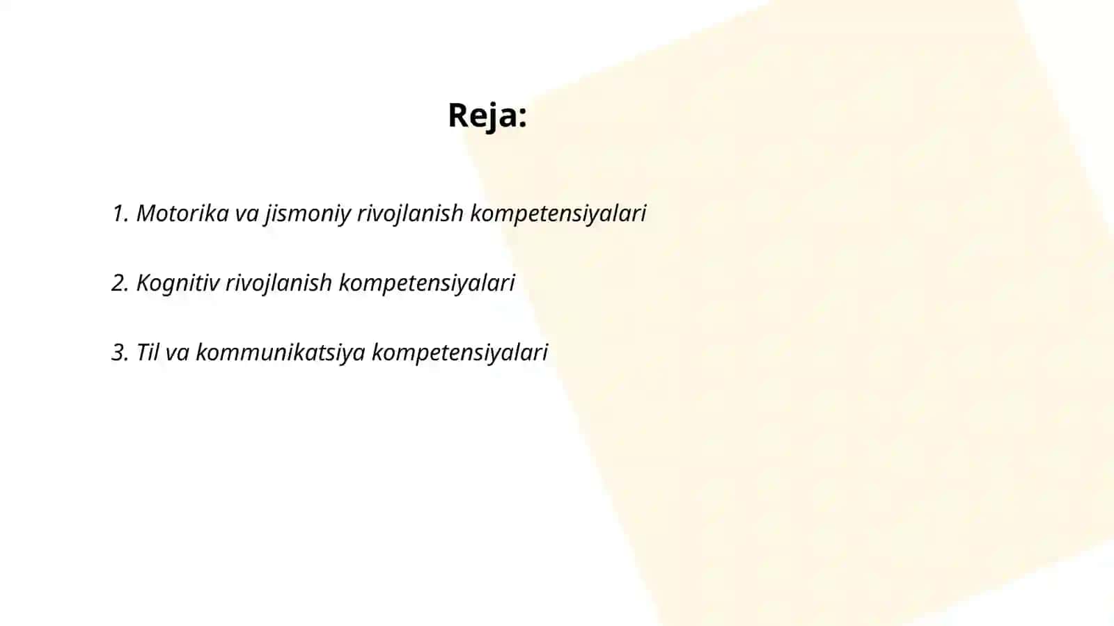 Motorika va jismoniy rivojlanish kompetensiyalari 2