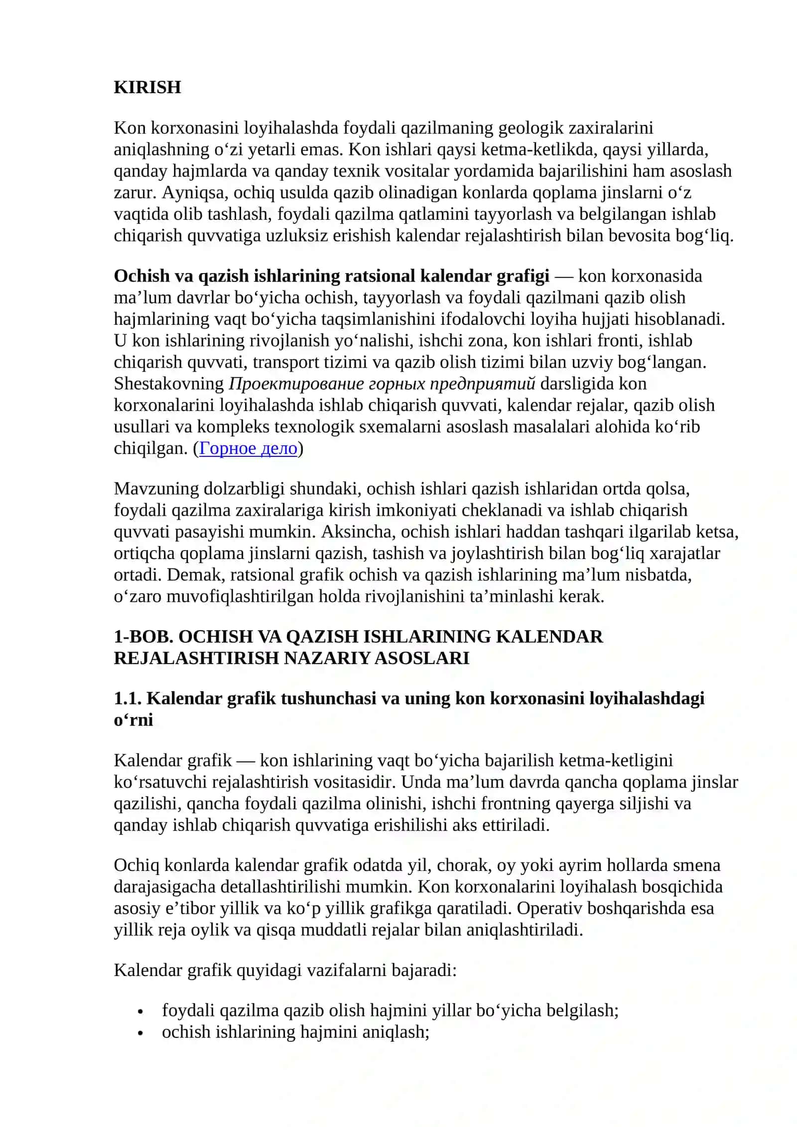 OCHISH VA QAZISH ISHLARINING RATSIONAL KALENDAR GRAFIGI 2