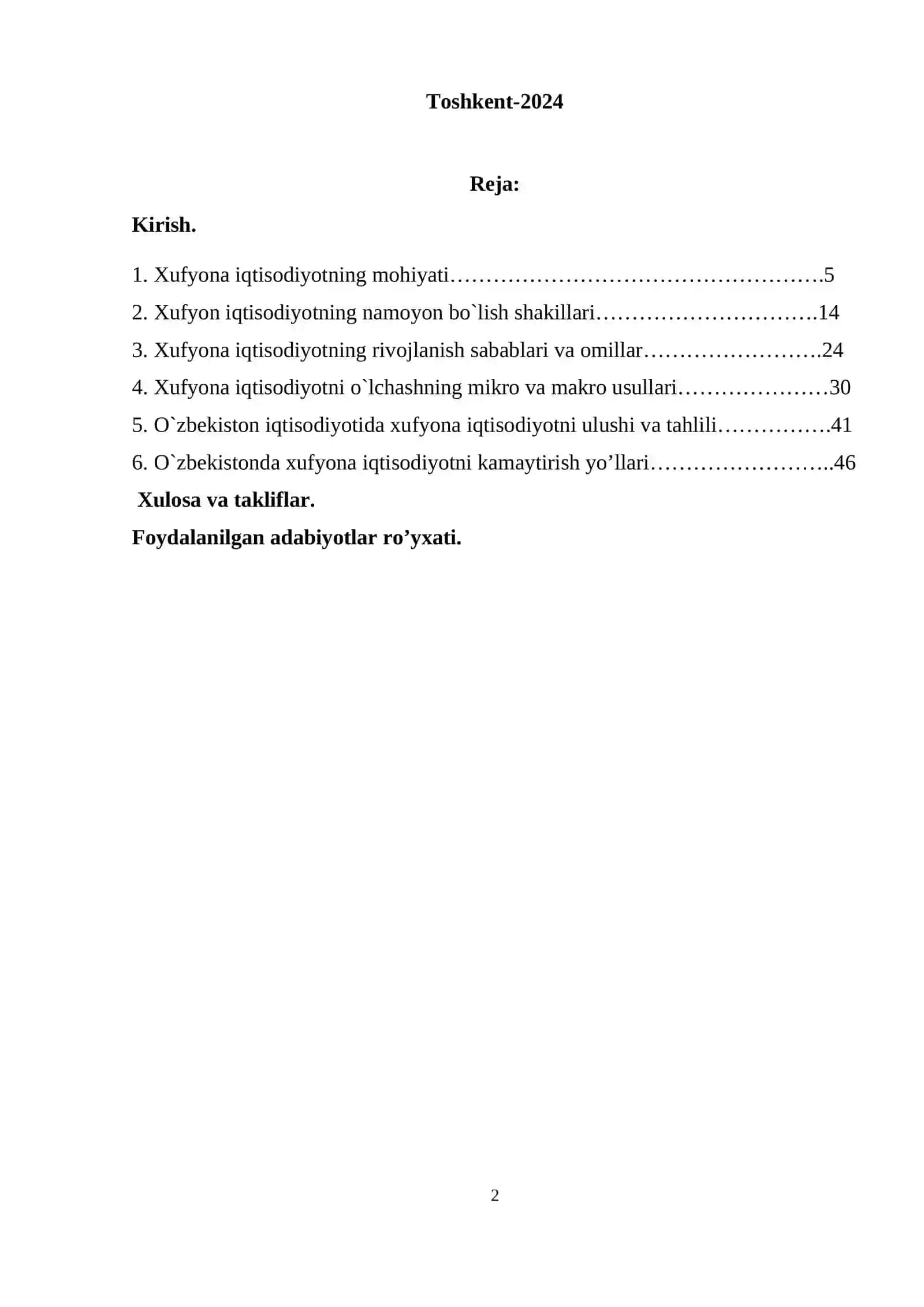 Xufyona Iqtisodiyotning Tarkibi, Sabablari va Oqibatlar 2
