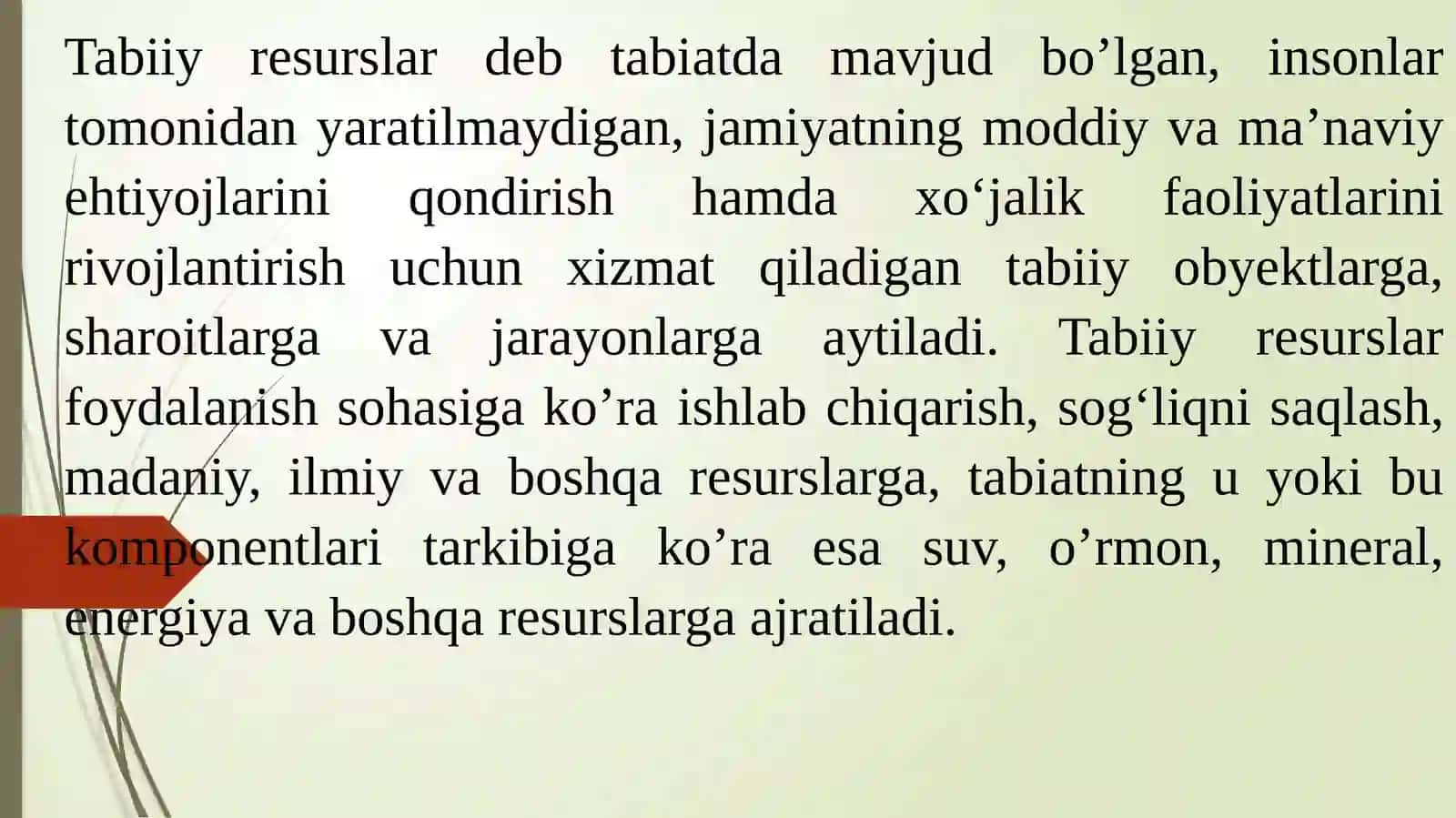 Tabiiy resurslar tasnifi 2