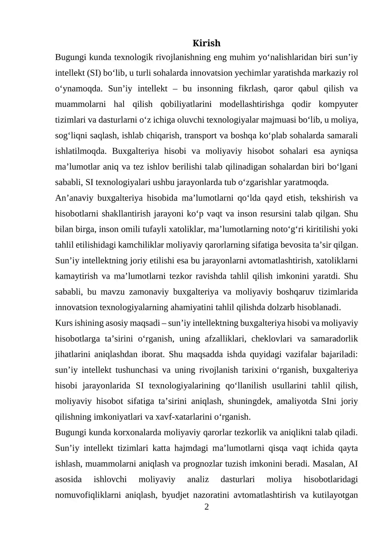SUN’IY INTELLEKTDAN FOYDALANISHNING BUXGALTERIYA HISOBI VA MOLIYAVIY HISOBOTLARGA TA’SIRI 2