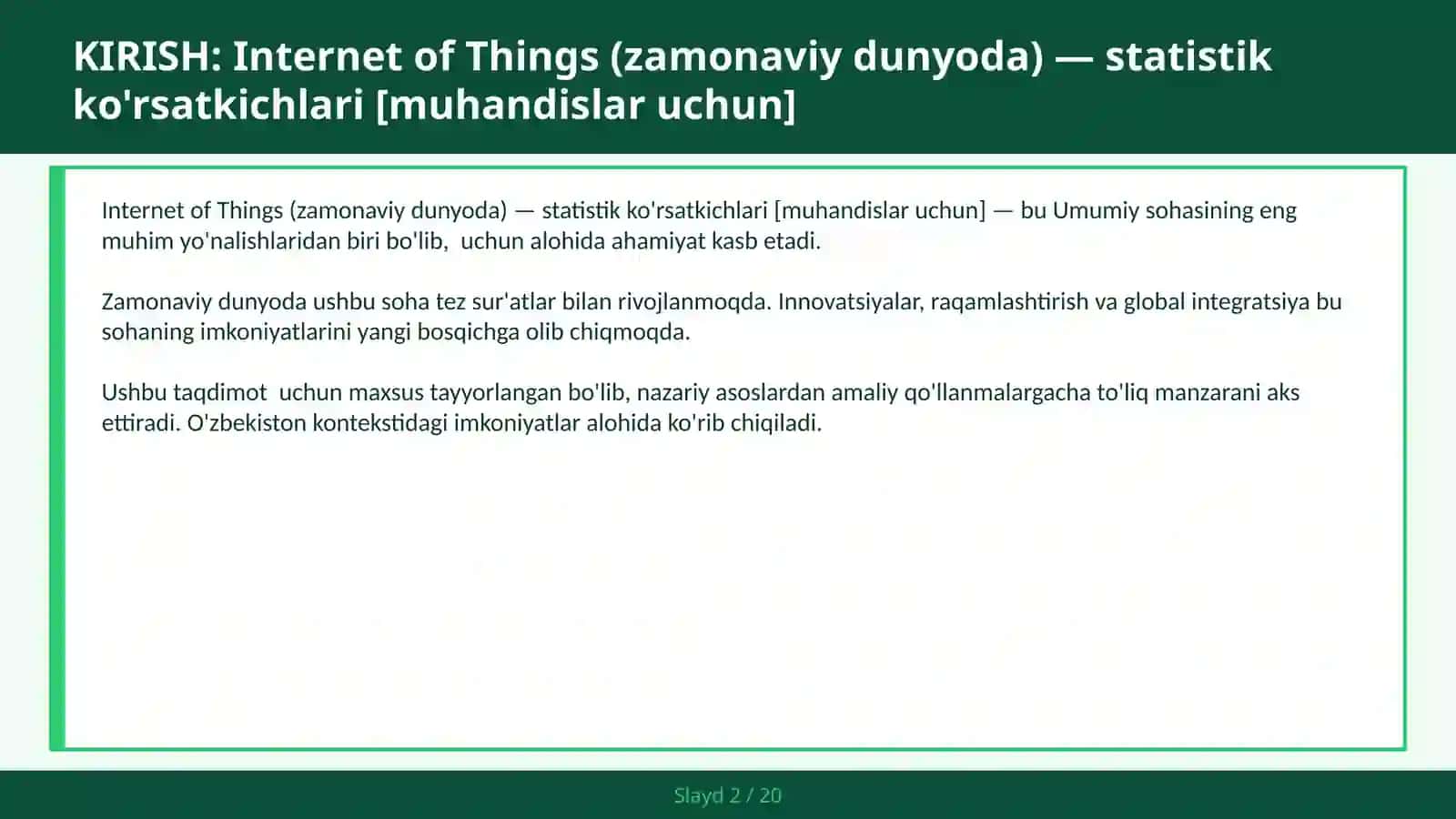 Internet of Things (zamonaviy dunyoda) — statistik ko'rsatkichlari [muhandislar uchun] 2