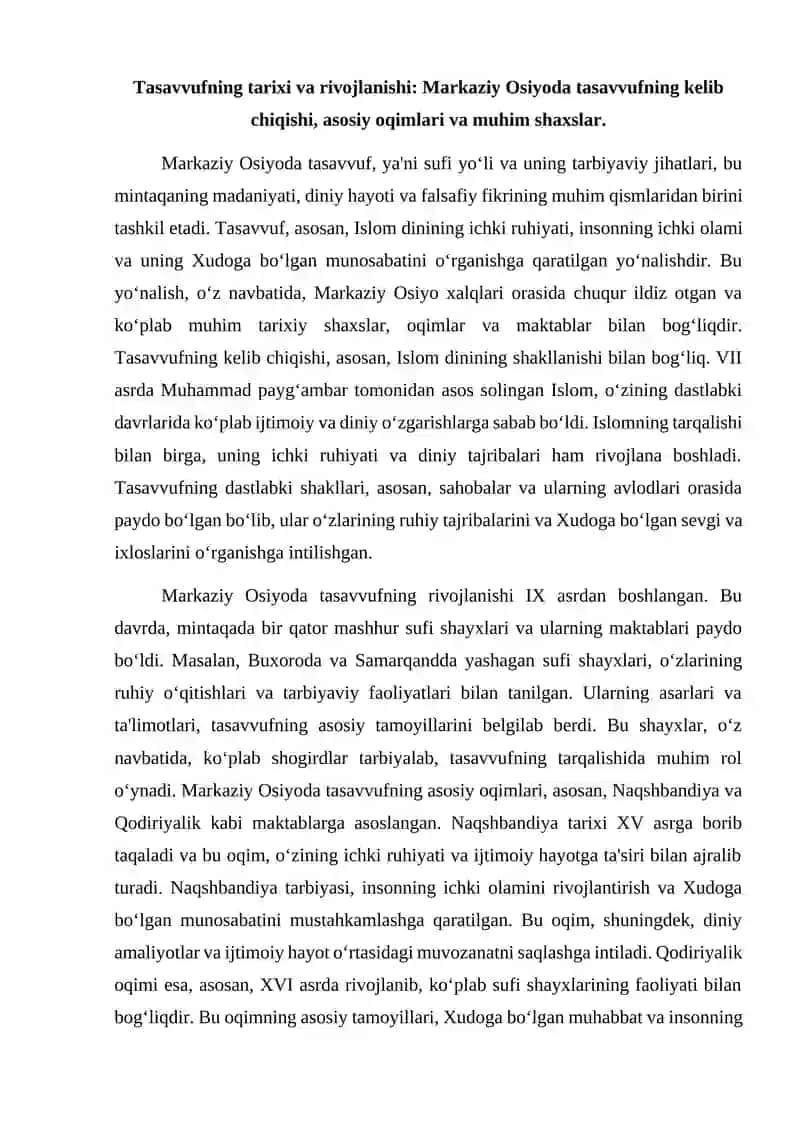 Markaziy Osiyoda Tasavvuf, uning tarbiyaviy jihatlari 2