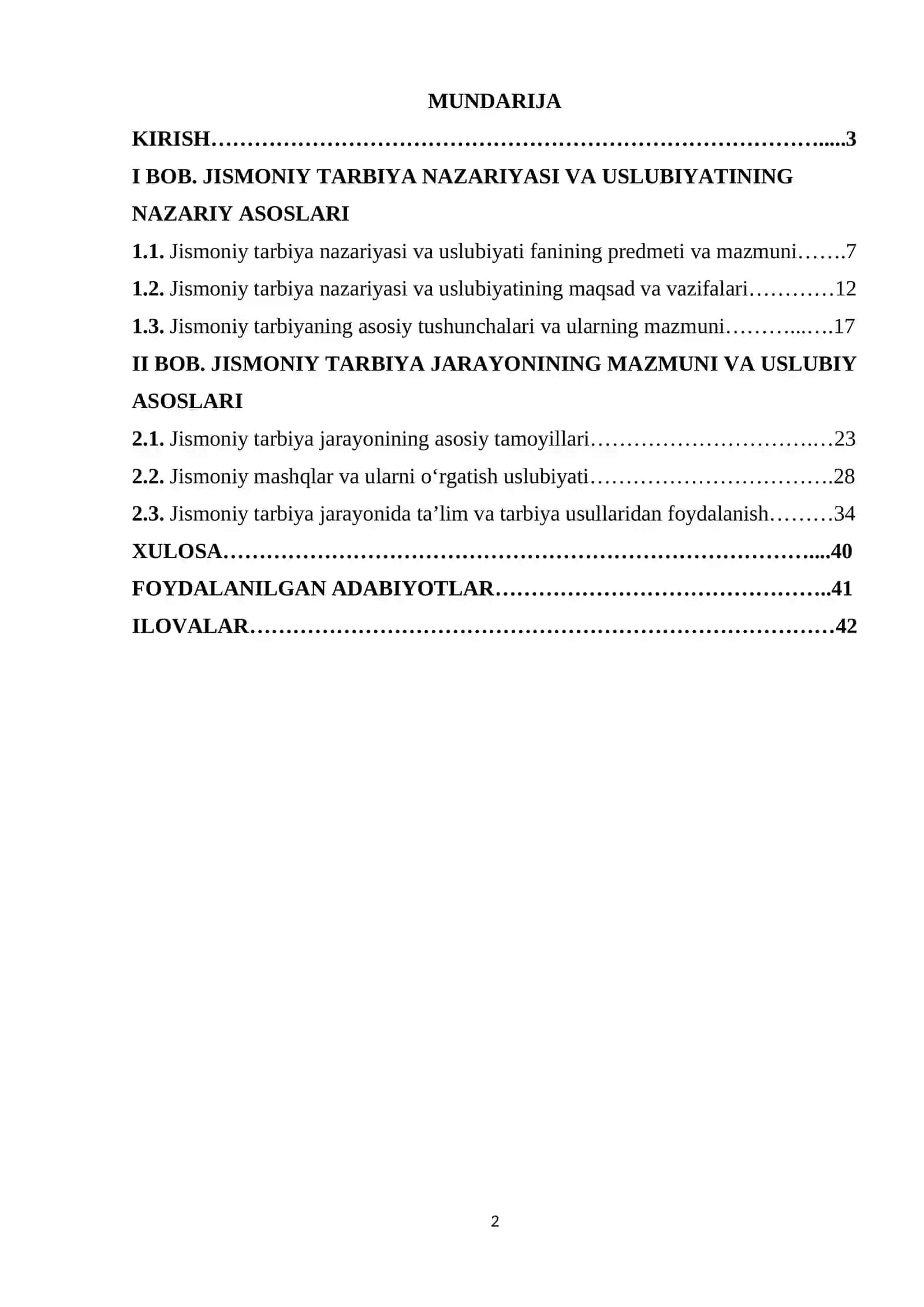 Jismoniy tarbiya nazariyasi va uslubiyati faning predmeti. Maqsad va vazifalari. Asosiy tushunchalari. 2