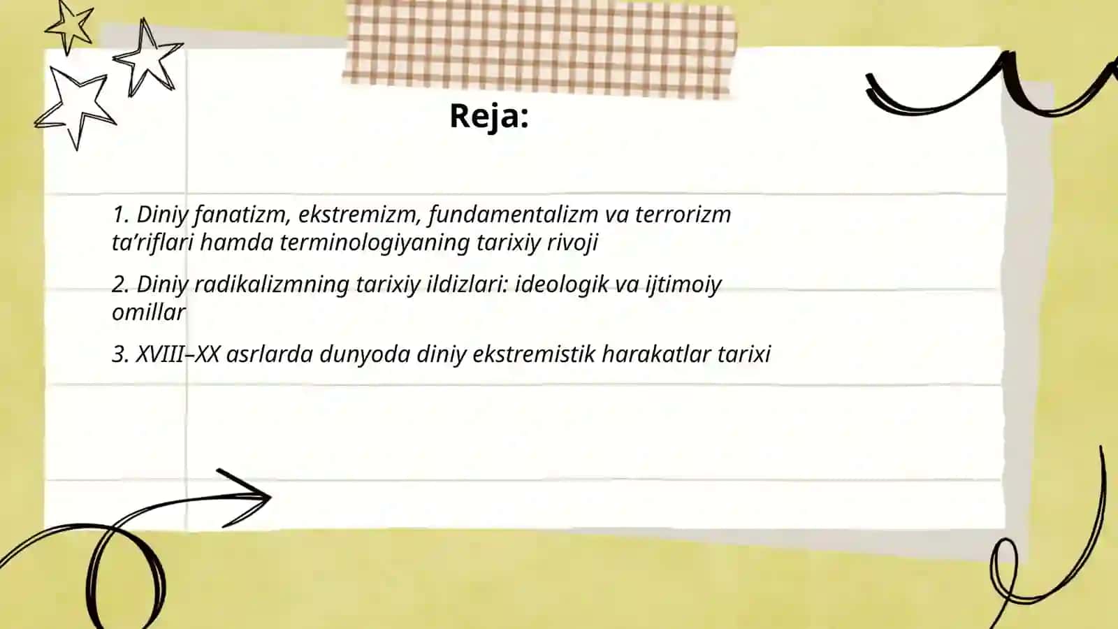 Diniy fanatizm, ekstremizm, fundamentalizm, terrorizmning tarixi va ularning hozirgi davrda xavfsizlikga tahdidi 2
