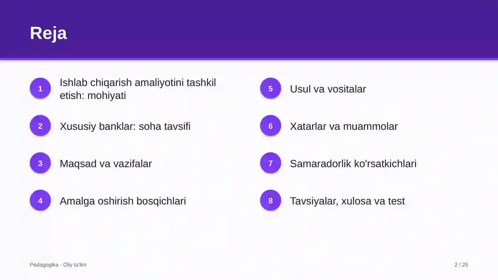 Xususiy banklarda ishlab chiqarish amaliyotini tashkil etish 2