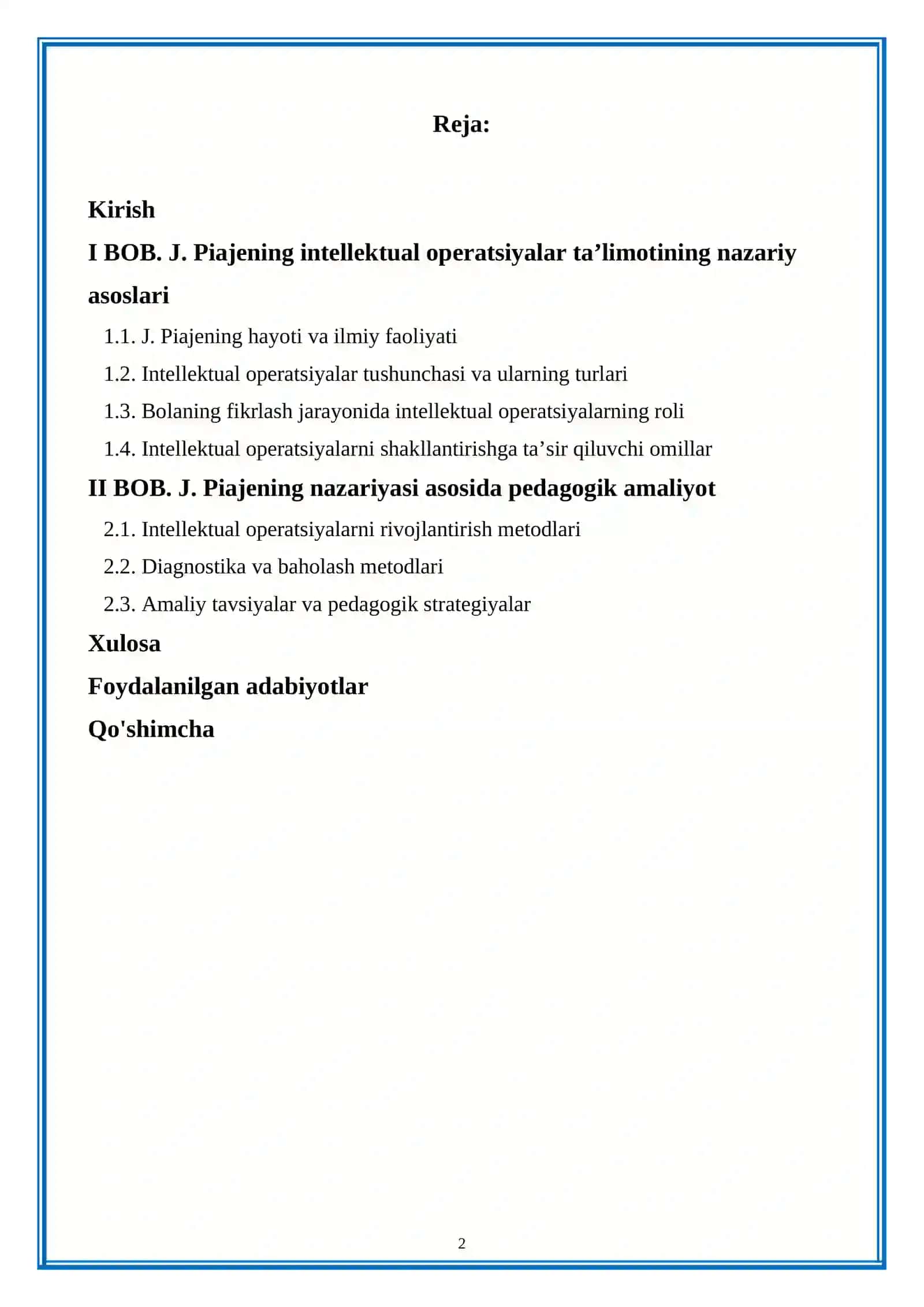 J. Piajening intellekt operatsional ta'limoti 2