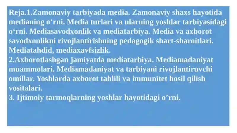 Zamonaviy tarbiyada media 2