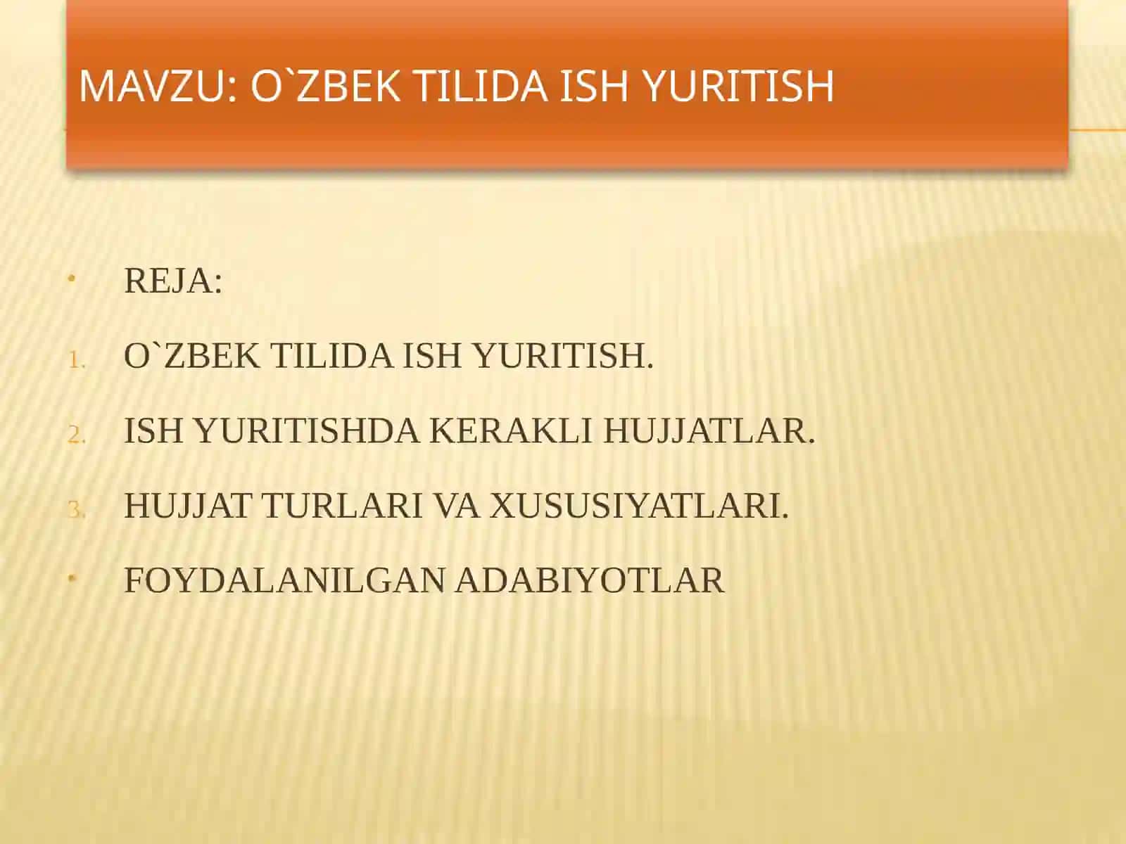 O`ZBEK TILIDA ISH YURITISH 2