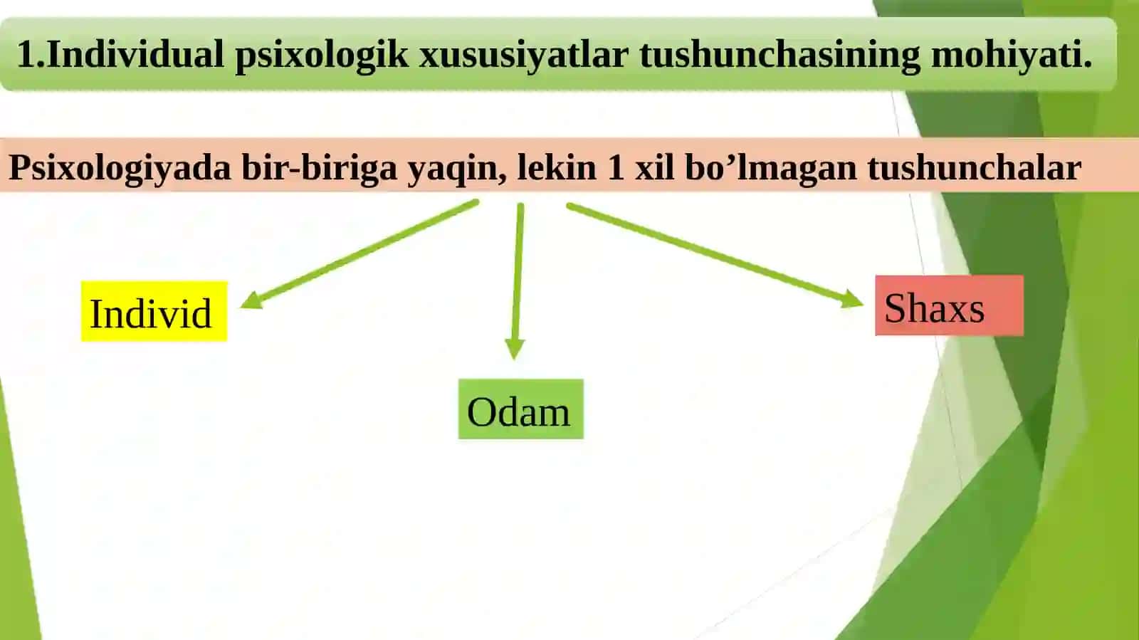 Psixologiya da bir-biriga yaqin, lekin 1 xil bo’lmagan tushunchalar 2