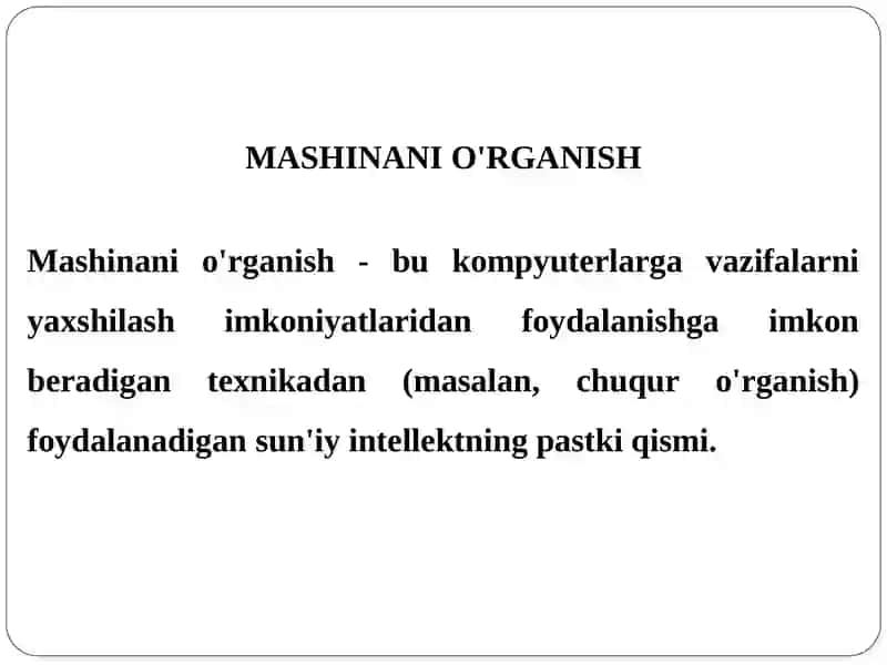 Mashinani o'rganish 2