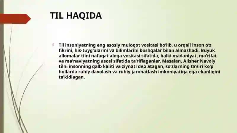 BUYUK ALLOMALARIMIZNING TIL, NUTQ, SO’Z HAQIDAGI FIKRLARI 2