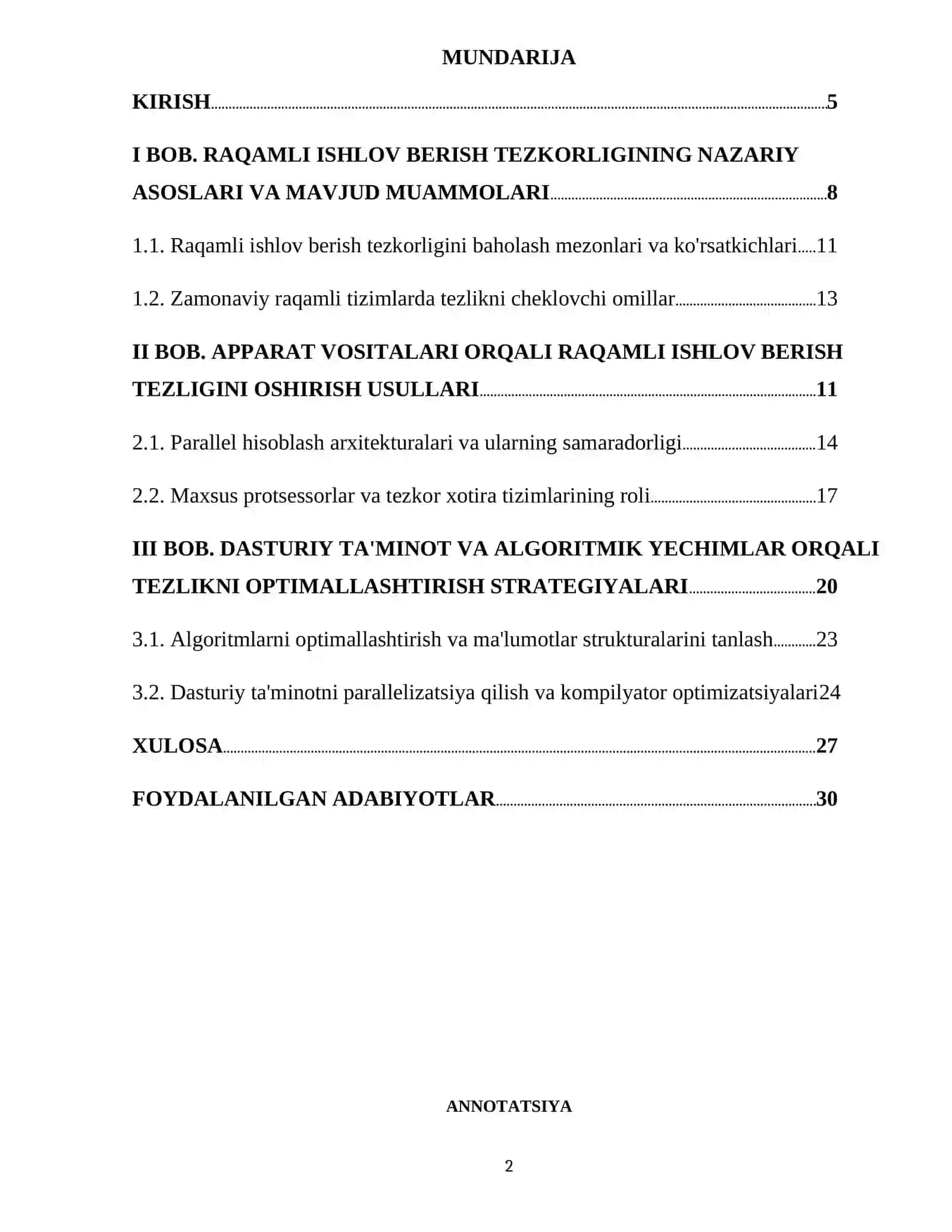 Kompyuter arxitekturasi va raqamli qurilmalarni loyihalash 2