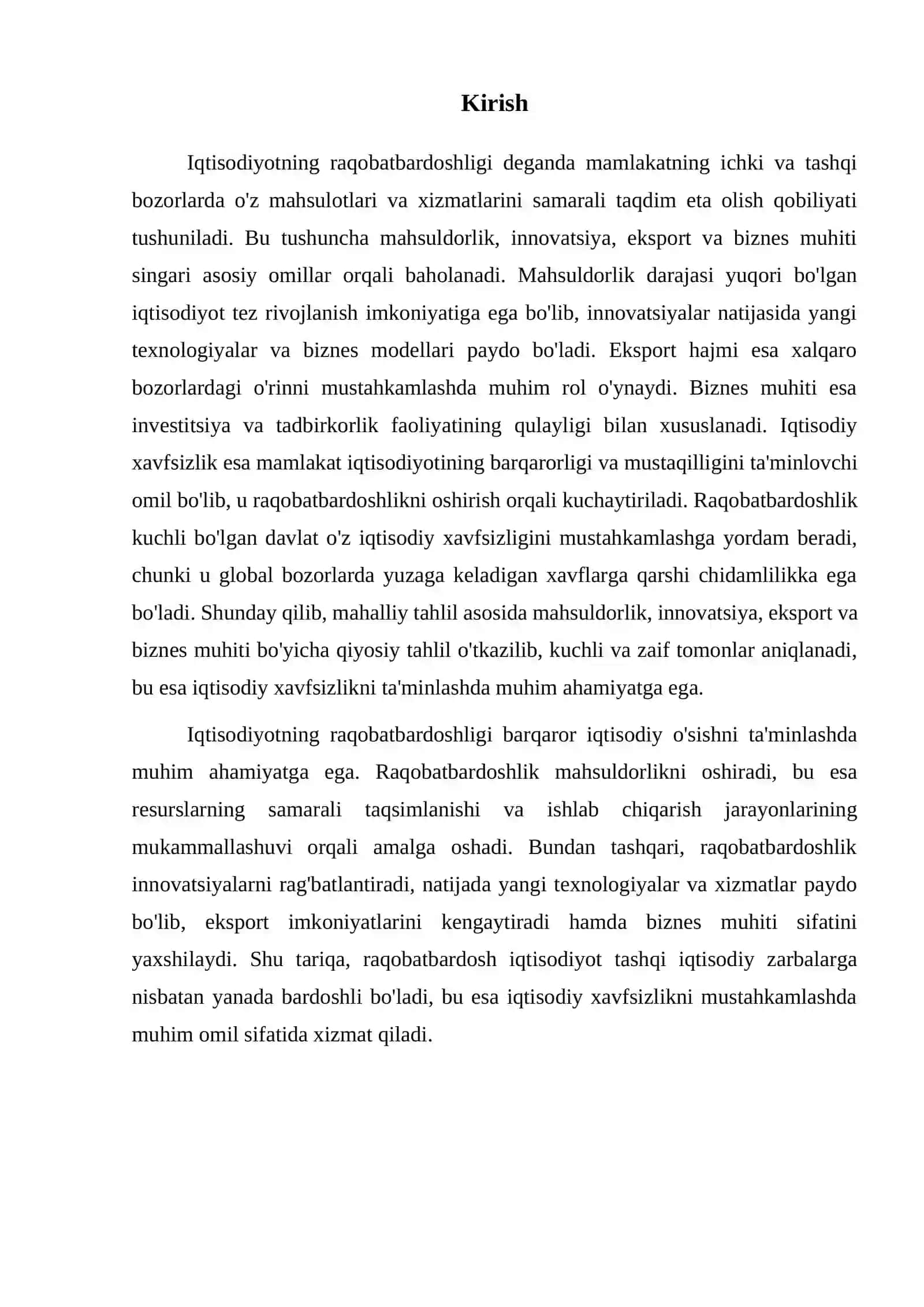 Iqtisodiyotning raqobatbardoshligini oshirish 2