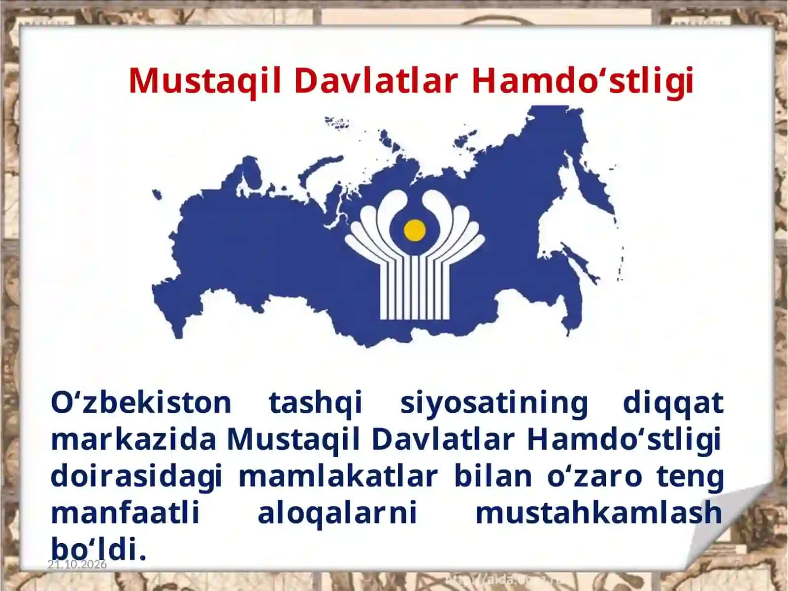 O‘zbekistonning mintaqaviy tashkilotlari doirasida ko‘ptomonlamahamkorligi 2