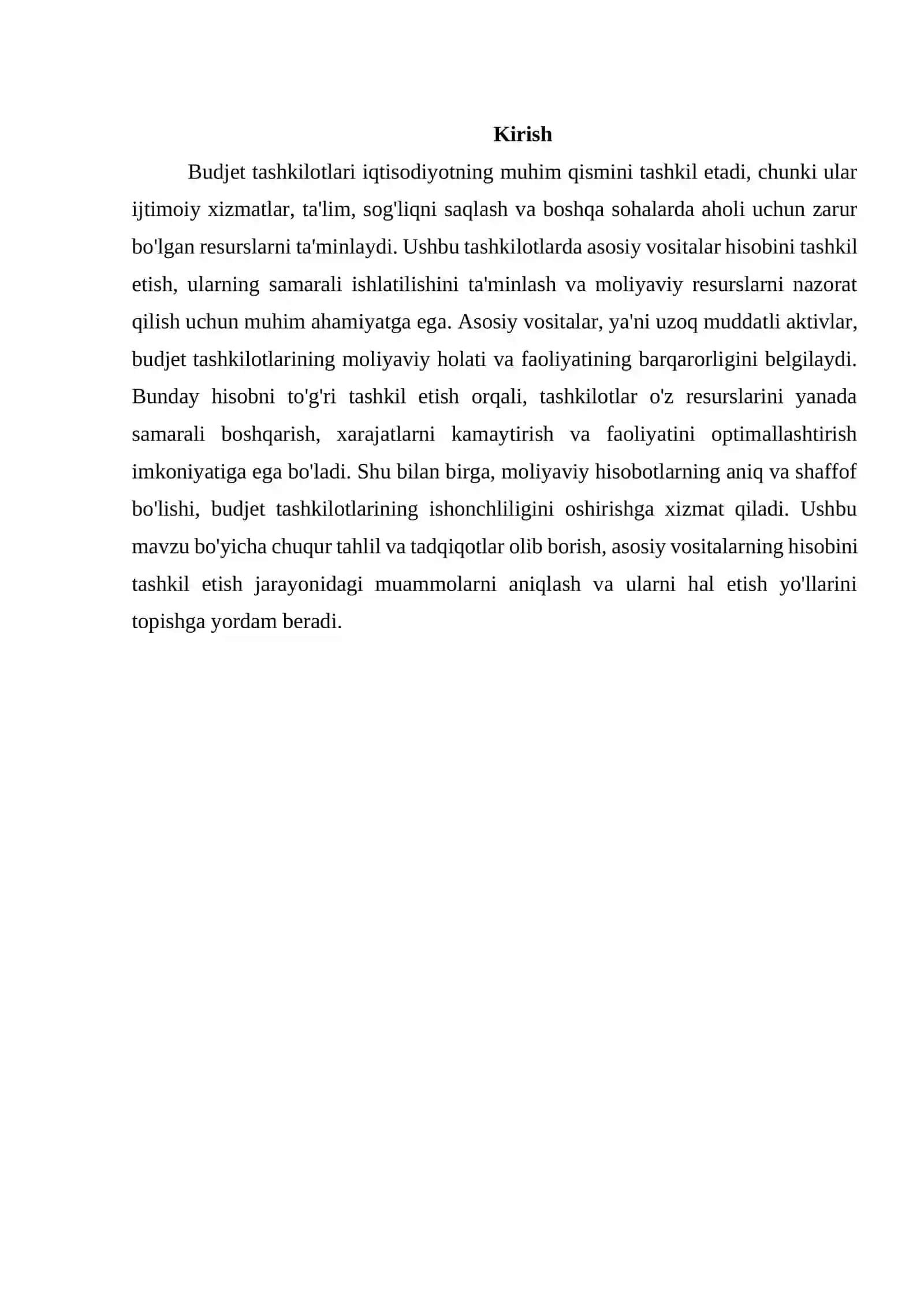 Budjet tashkilotlarida asosiy vositalar hisobini tashkil etish 2