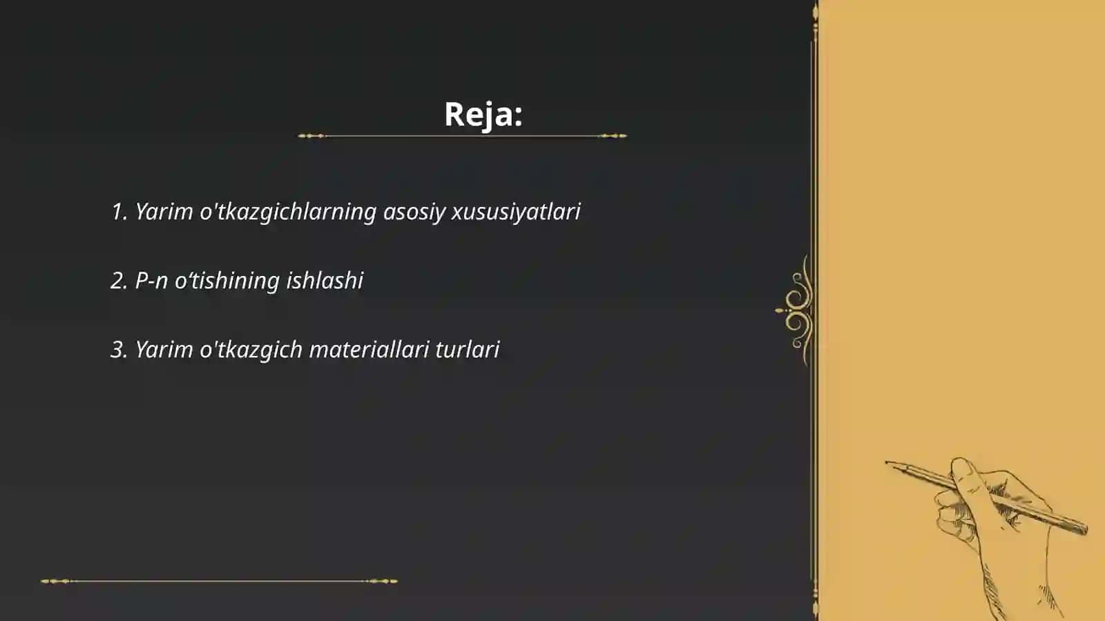 Yarim o'tkazgichlarning asosiy xususiyatlari 2