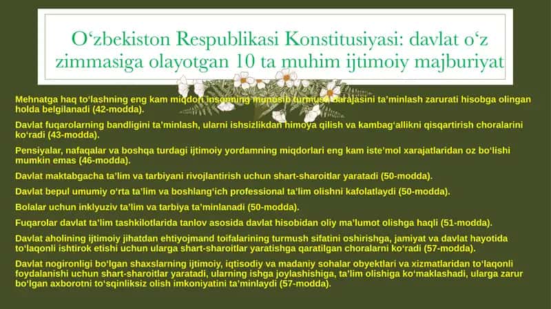 Konstitutsiyada davlat zimmasidagi muhim ijtimoiy majburiyatlar 2