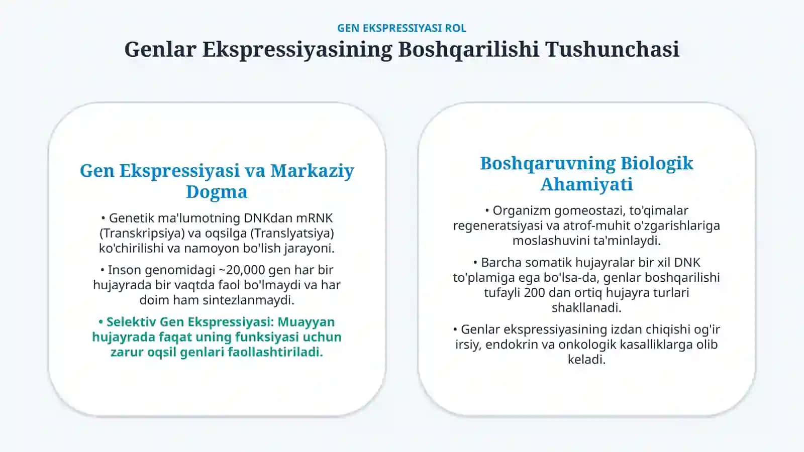 Genlar ta’sirining boshqarilishi va hujayra differensirovkasi — 15 slayd 2