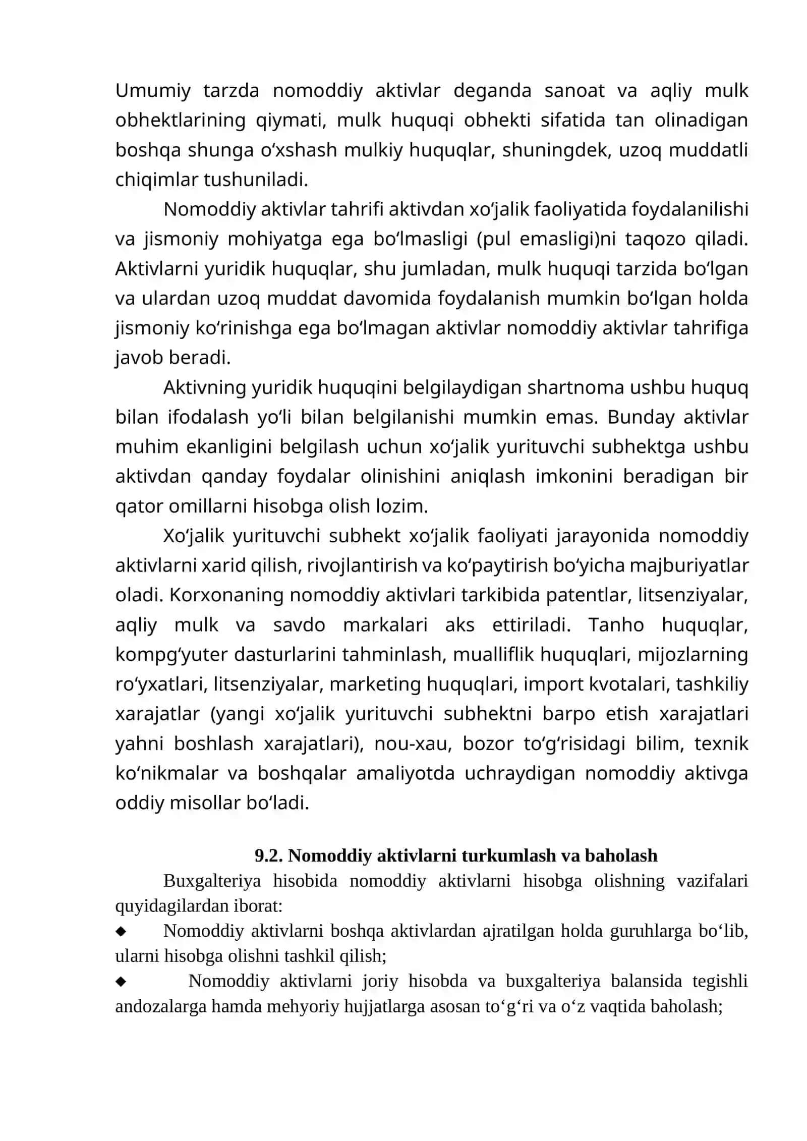 Nomoddiy aktivlarni turkumlash va baholash. Nomoddiy aktivlardan foydalanish hisobi 2