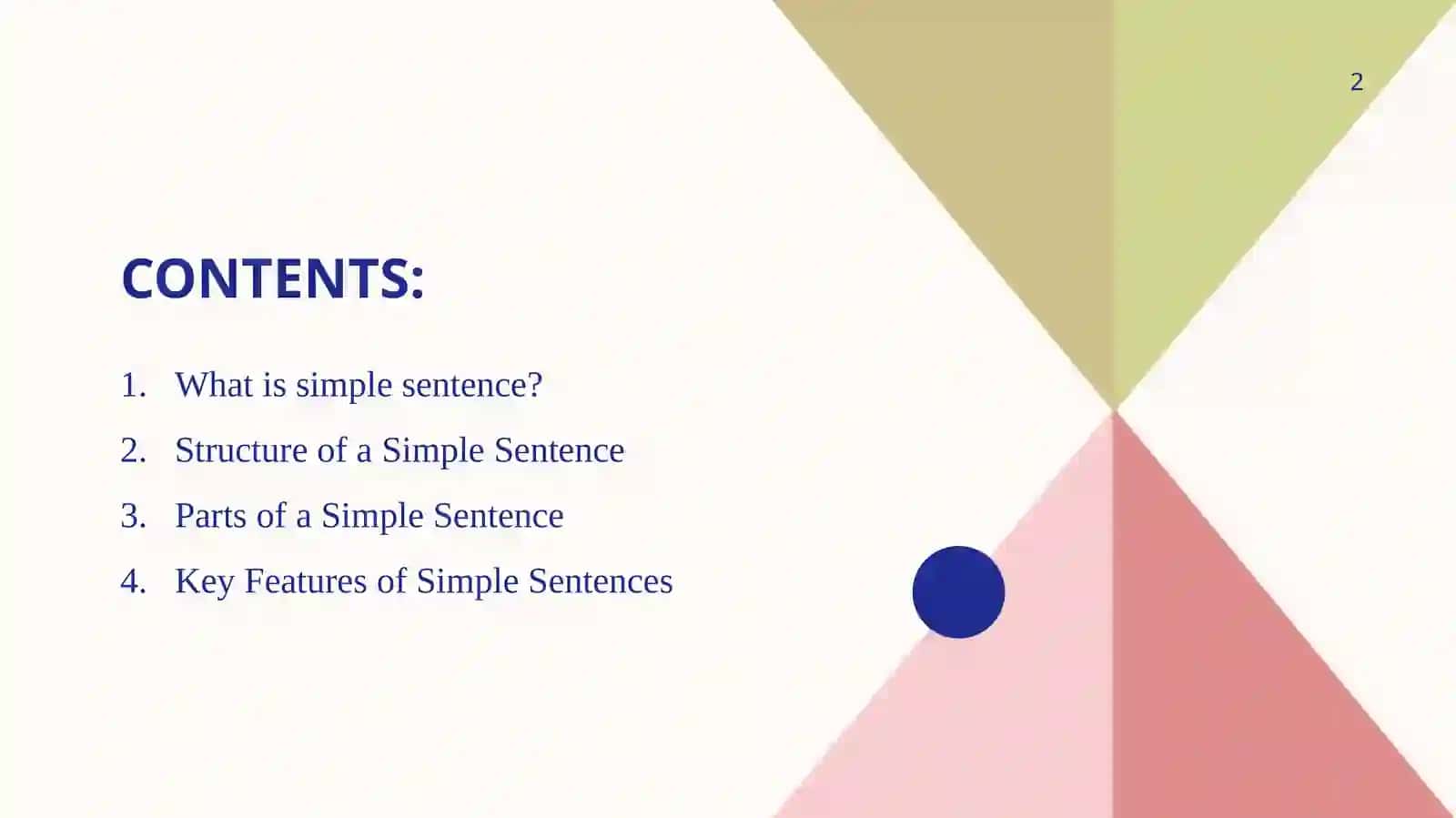 Sentence structure.Simple sentence 2