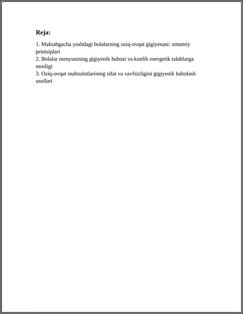 MAKTABGACHA TARBIYA YOSHIDAGI BOLALAR OVQATLANISHINI GIGIYENIK BAHOLASH 2