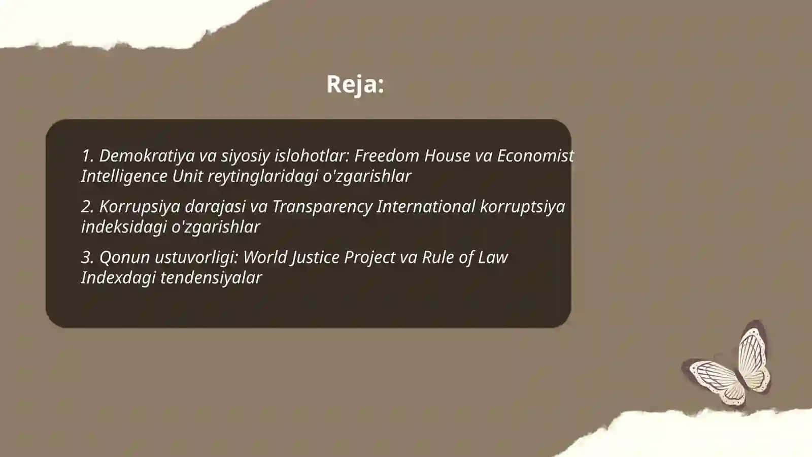 Yangi O'zbekistonda ijtimoiy-siyosiy, iqtisodiy va madaniy hayotida o'zgarishlar 2