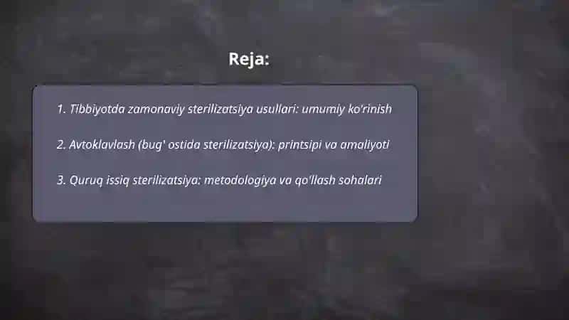 Tibbiyotda zamonaviy sterilizatsiya usullari 2