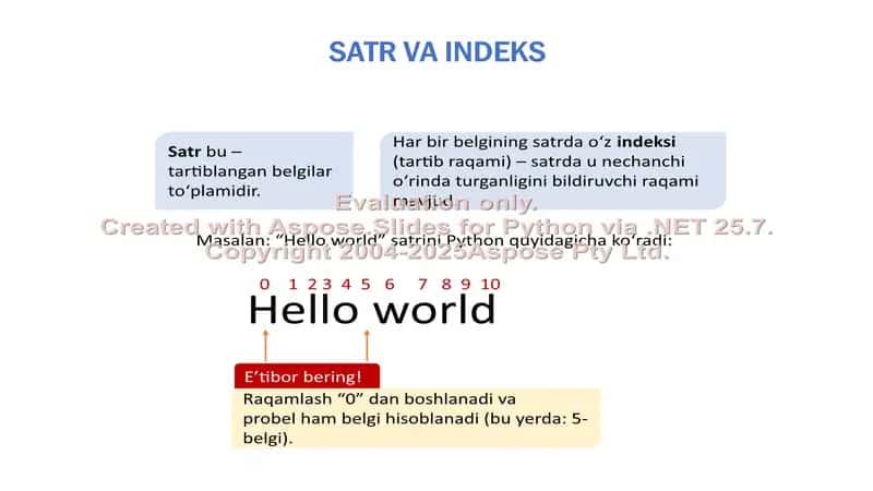 Pythonda Satrlar Bilan ishlash 2