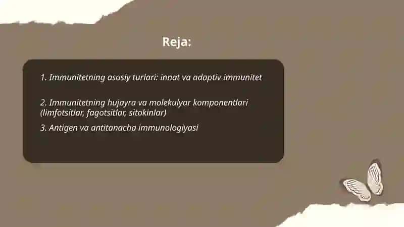 Immunitet va mikroorganizmlar va ular keltirib chiqaradigan kasalliklar 2