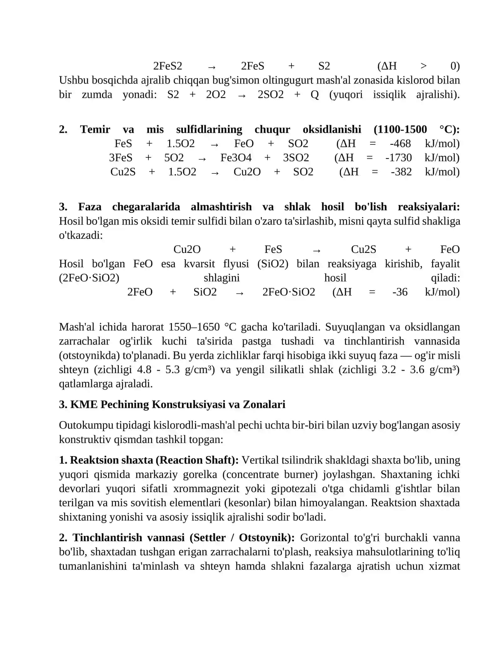 Kislorodli-mash'al pechida eritish (Flash Smelting) 2