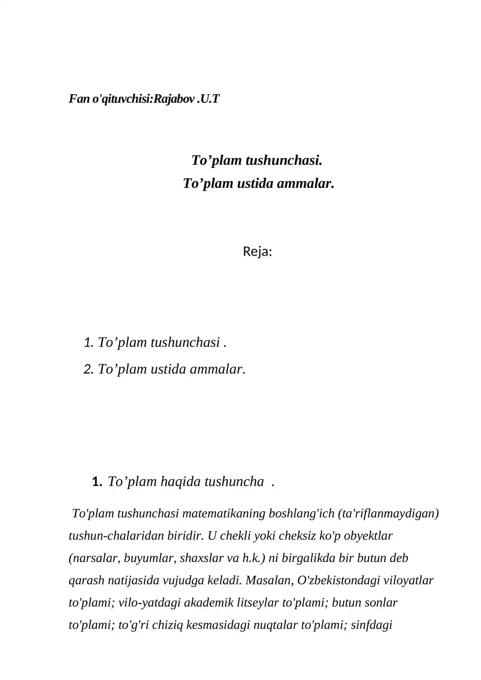 To’plam tushunchasi 2