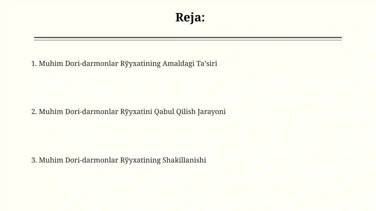 Asosiy dori vositalar ro‘yxatini shakllantirish,qabulqilish 2