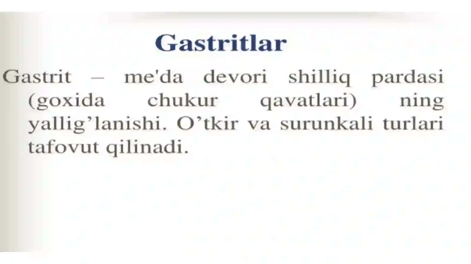 Oshqozonichak patologiyasi va oʻtkir va surunkali gastrit 2