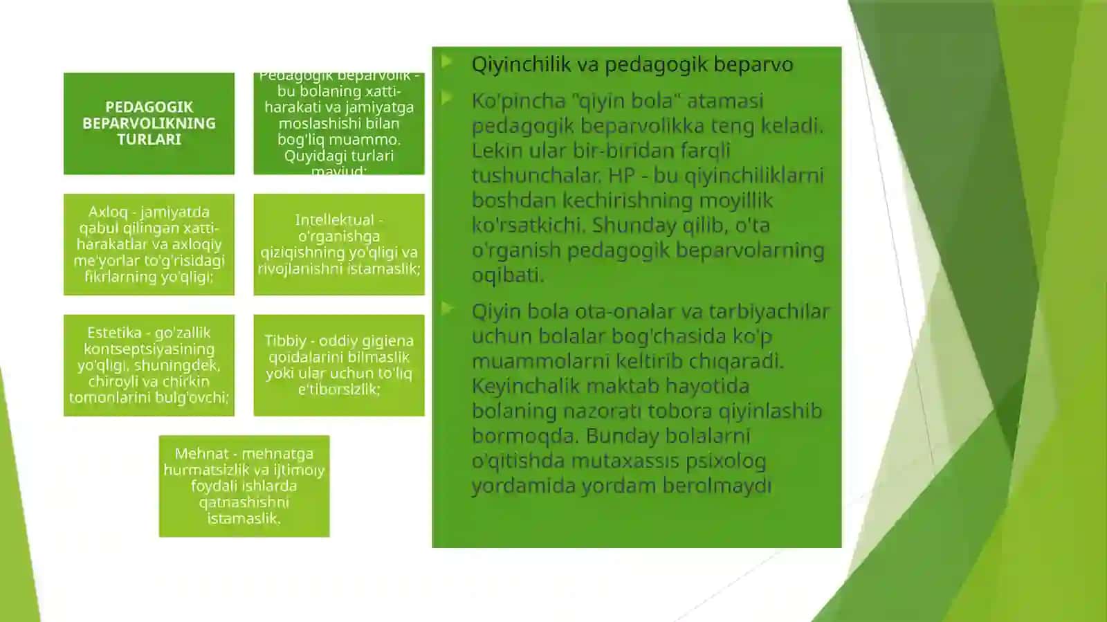 Pedagogik beparvolik: sabablar va shakllar 2
