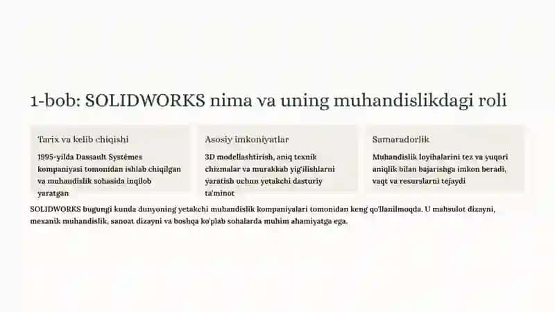 SOLIDWORKS tizimida modellashtirishю 2