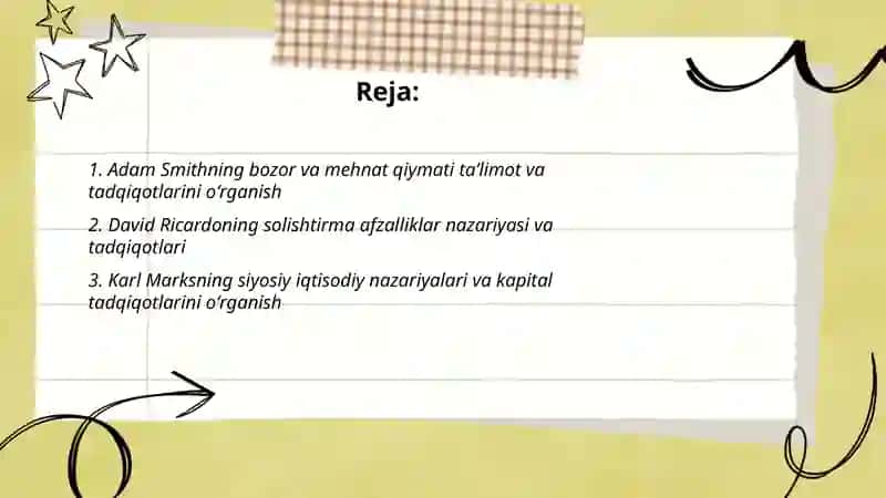 Buyuk iqtisodchi olimlar taʼlimot va tadqiqotlarini oʻrganish 2