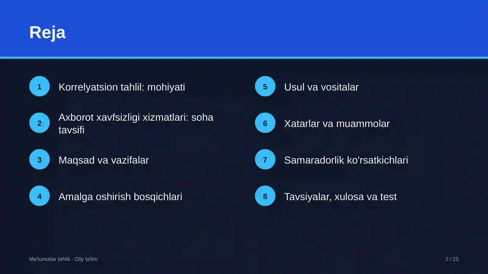 Axborot xavfsizligi xizmatlarida korrelyatsion tahlilni o'tkazish 2