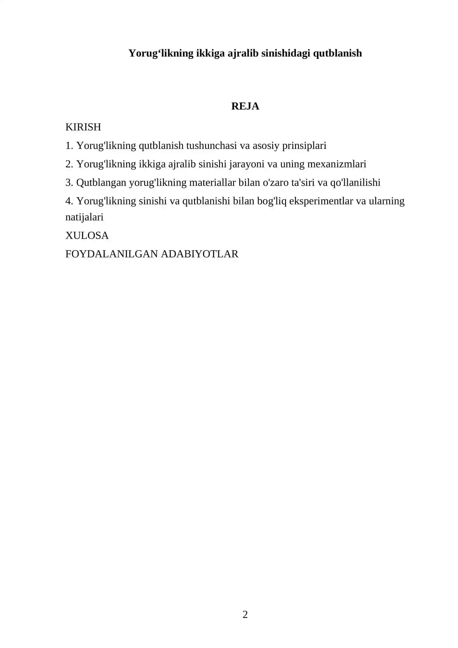 Yorugʻlikning ikkiga ajralib sinishidagi qutblanish 2