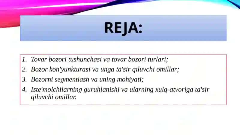 Bozor va iste’molchilarni o’rganish 2