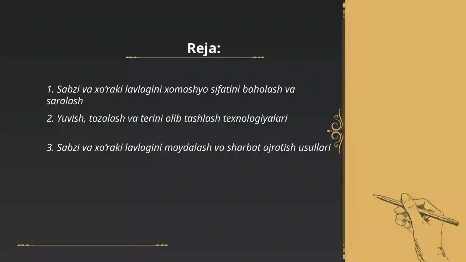 Sabzi va xo‘raki lavlagini qayta ishlab sharbat olish teznologiyasi 2