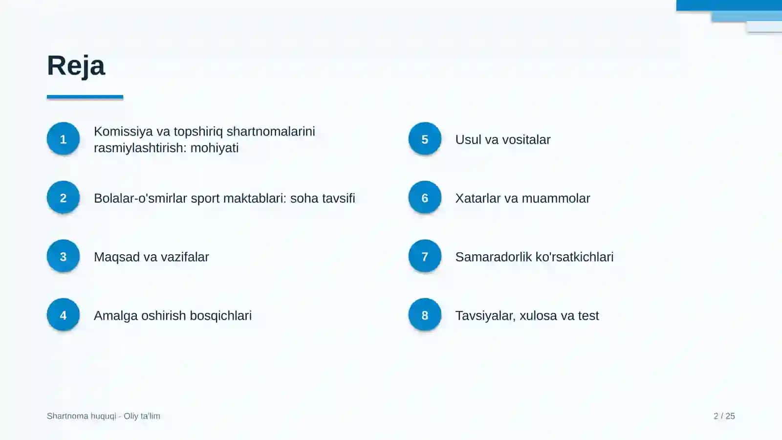 Shartnoma Huquqi · Oliy Ta'limga oid Komissiya va Topshiriq Shartnomalarini Rasmiylashtirish 2