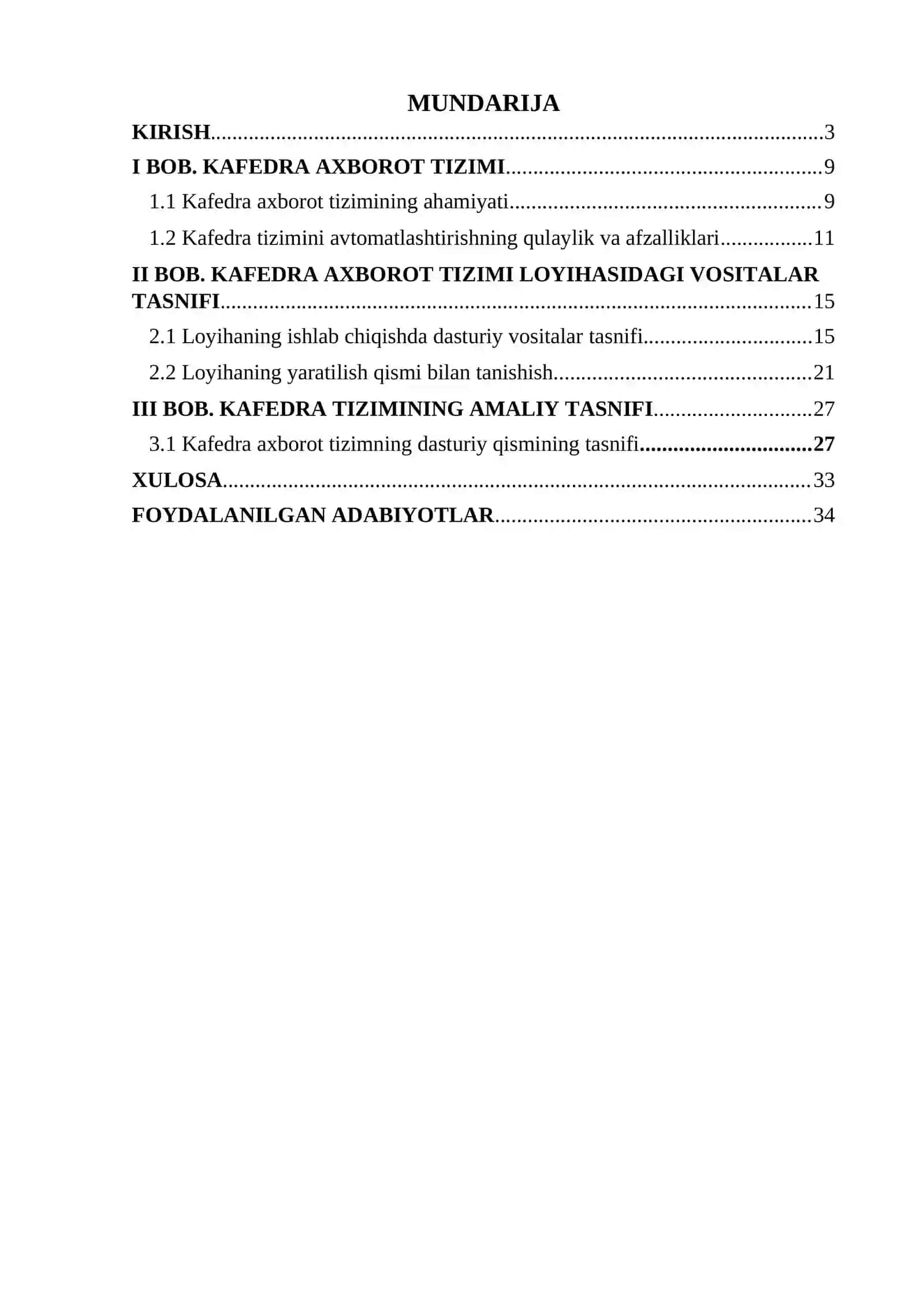 Kafedra tizimini avtomatlashtirish axborot tizimini yaratish 2