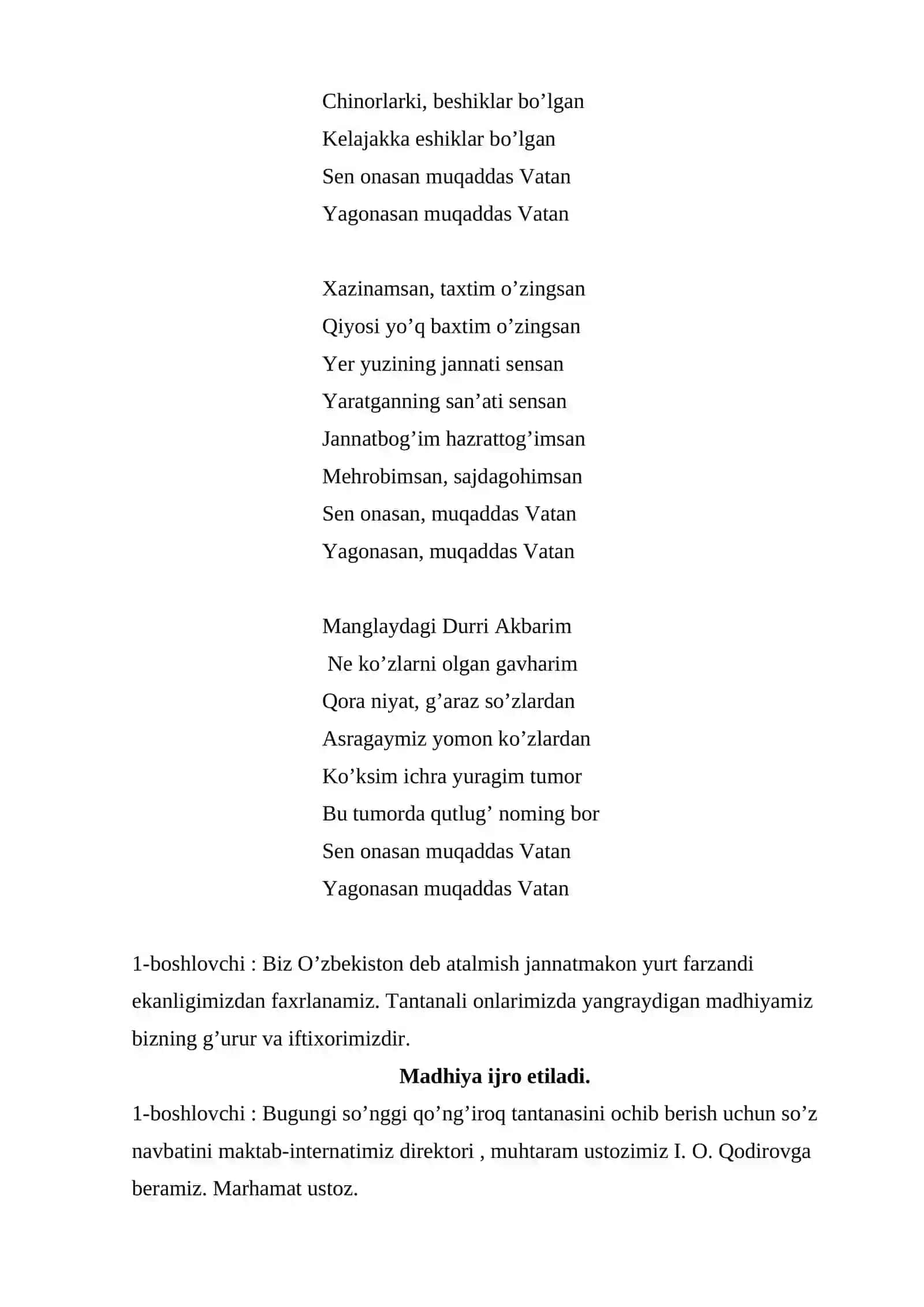 "So’ngi qo’ng’iroq“ tadbiri ssenariysi 2