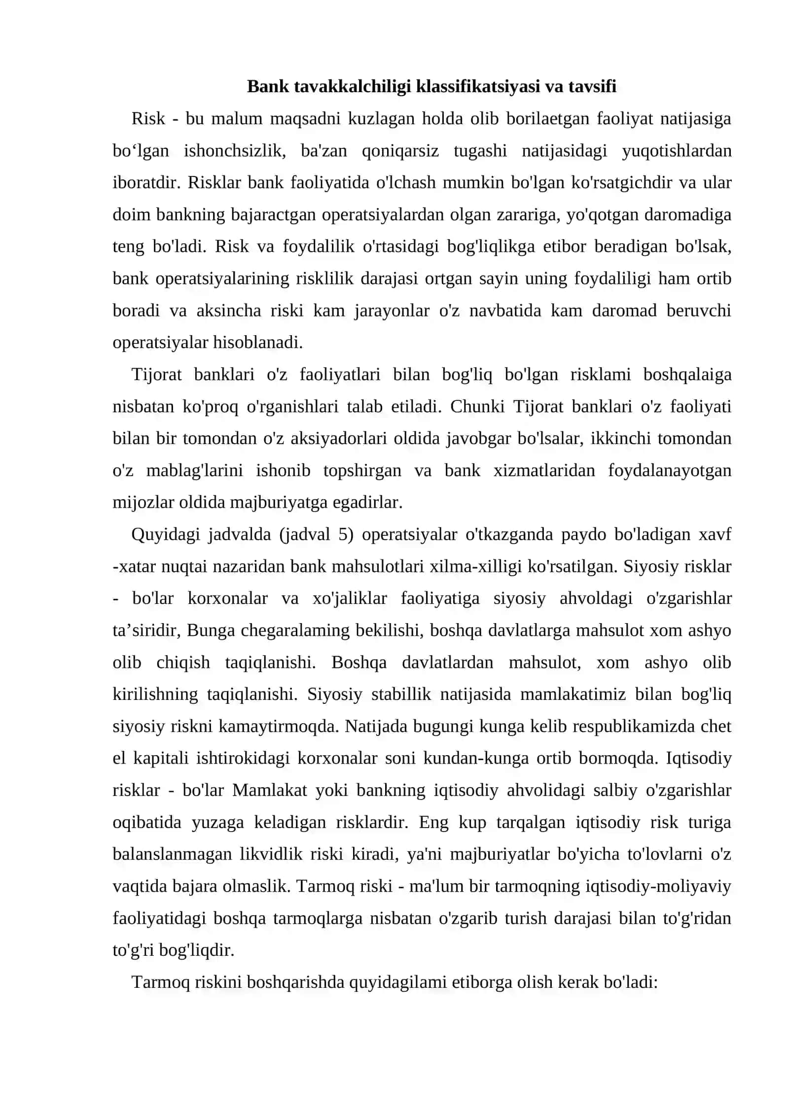 Bank tavakkalchiligi va uni boshqarish 2