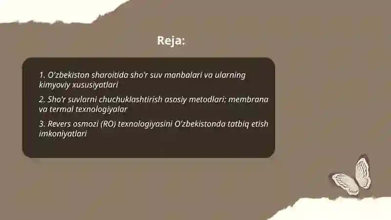 O'zbekiston sharoitida sho'r suvlarni chuchuklashtirish g'oyasini yaratish 2
