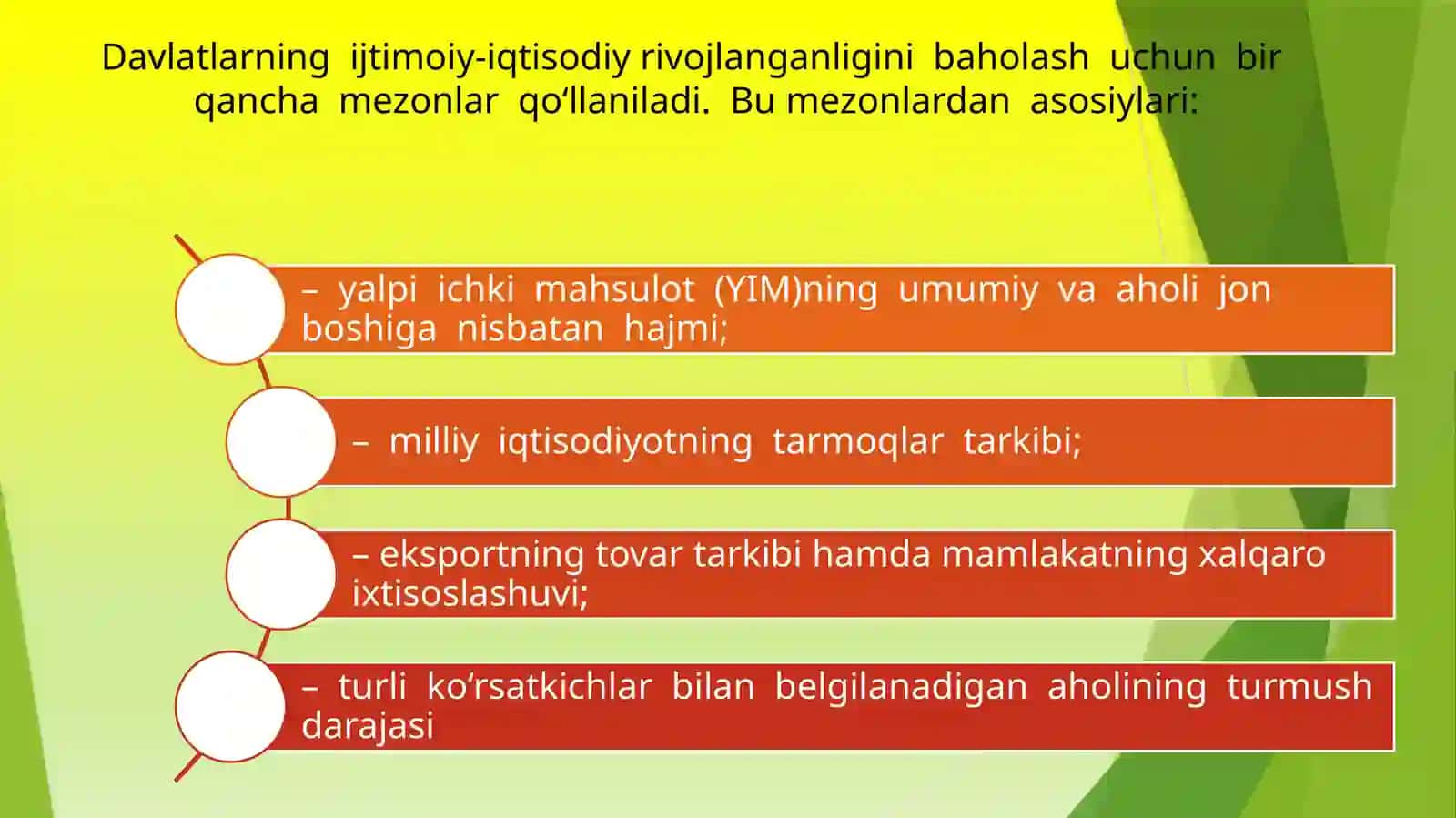 Jahon mamlakatlarining  ijtimoiy-iqtisodiy  rivojlanganligi bo‘yicha  tasnifi. 9-sinf geografiya fanidan dars ishlanma. 2