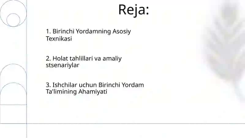 Birinchi Yordamning Asosiy Texnikasi 2